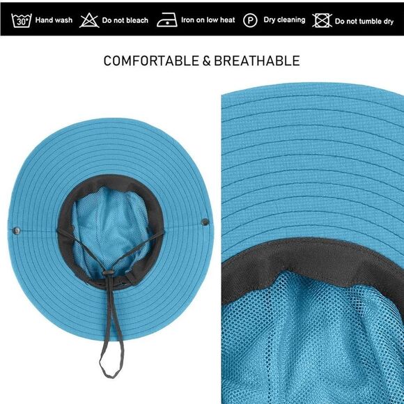 Pieces Womens Ponytail Wide Brim Sun Hat Packable UV Protection Beach Cap - Picture 5 of 5